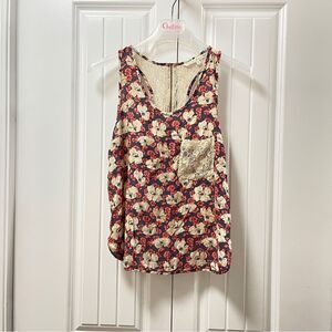 Rachel Roy Floral Lace Zipper Tank - M